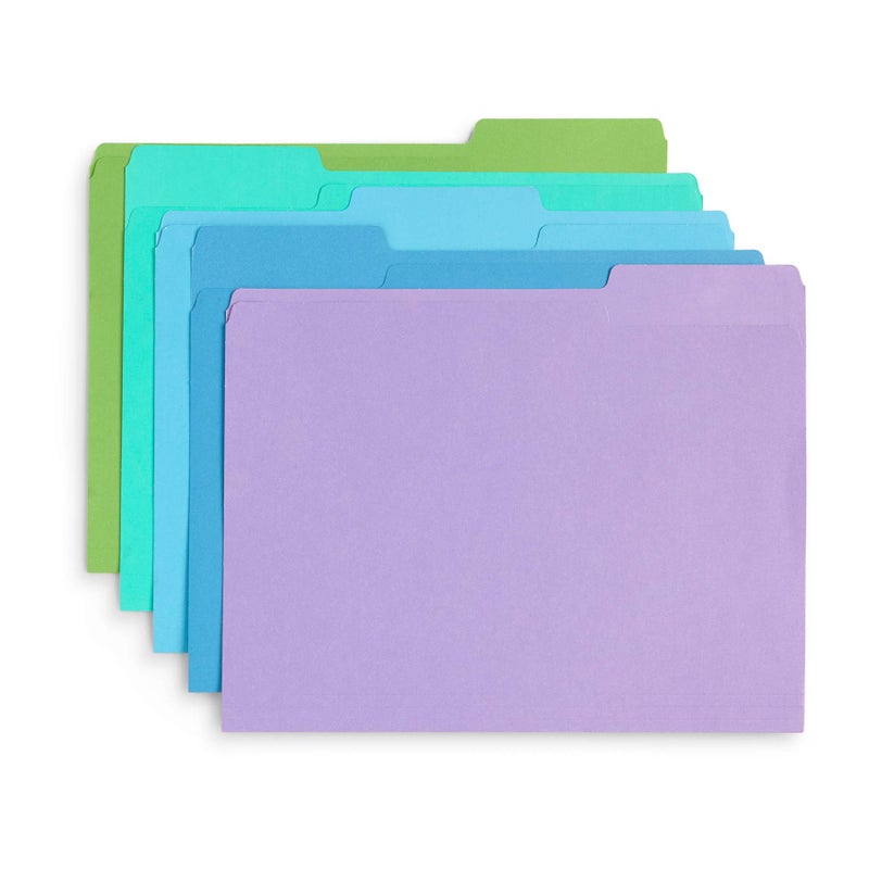 Blue Summit Supplies Ocean Tone Colored File Folders Letter Size, 1/3 Cut Top Tab File Folders, Assorted Blue and Green Colored, for Organizing and File Cabinet Storage, 100 Pack - Image 3